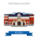 Tretyakov Gallery in Moscow Russia. Flat cartoon style historic sight showplace attraction web site vector illustration. World country city travel sightseeing Russian Federation collection.