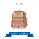 Madain Saleh in Saudi Arabia. Flat cartoon style historic sight showplace attraction web site vector illustration. World countries cities vacation travel sightseeing Asia Asian collection.